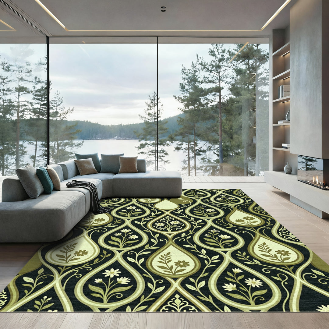 Art Nouveau Floral Teardrop Rug