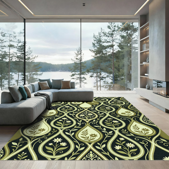 Art Nouveau Floral Teardrop Rug
