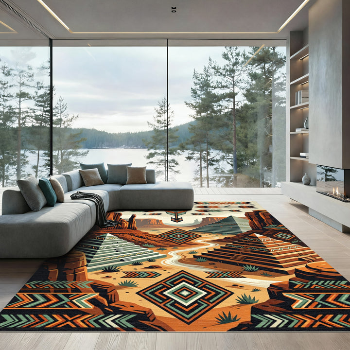 Desert Southwest Aztec Pyramid Rug