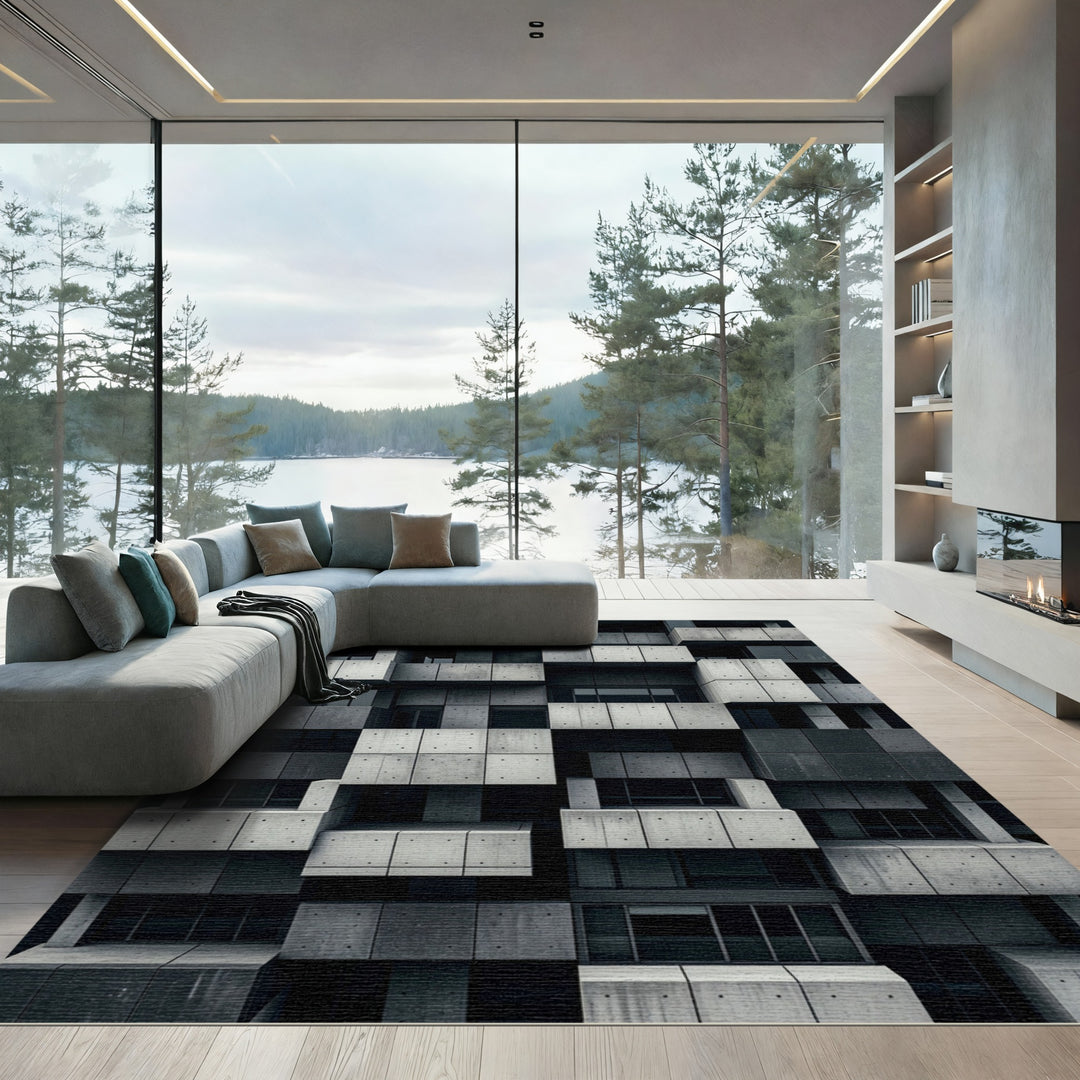 Concrete Brutalist Block Apartment Rug