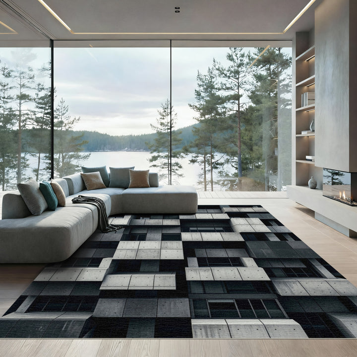 Concrete Brutalist Block Apartment Rug