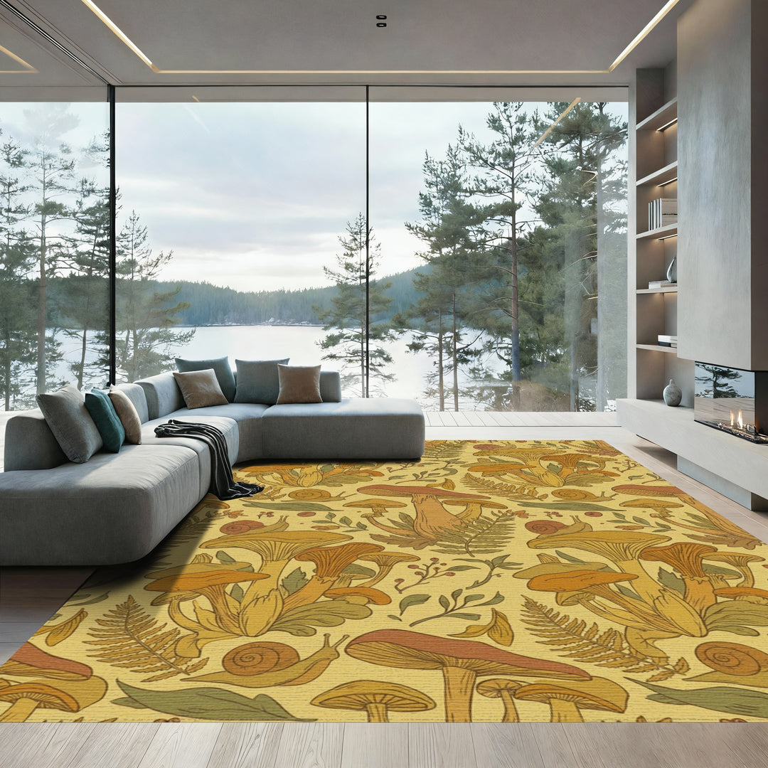 Autumn Forest Mushroom Snail Repeat Rug