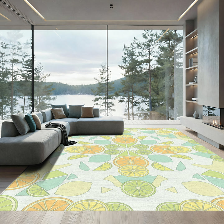 Citrus Slices Mandala Geometric Rug