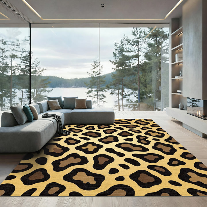 Luxurious Leopard Spots Gold Rug
