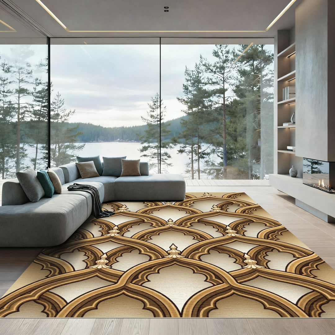 Golden Arches Intricate Geometric Rug