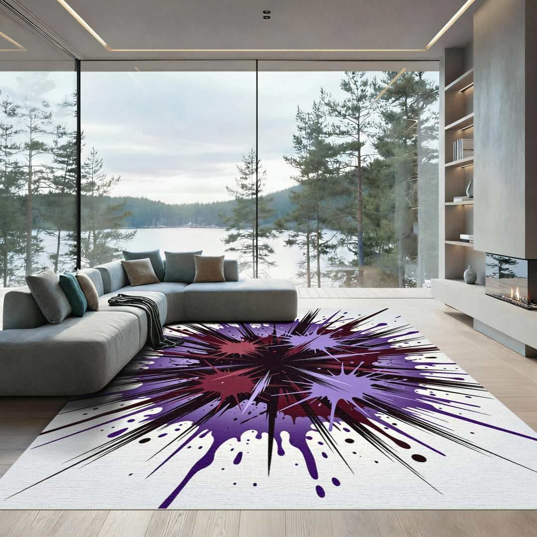 Explosive Purple Red Teal Splash Rug