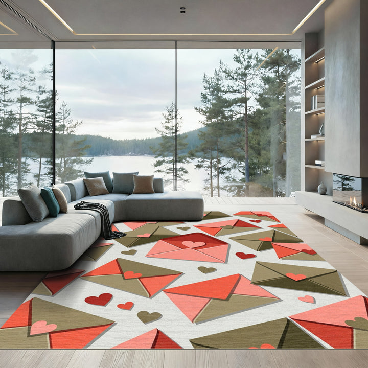 Envelopes Blush Coral Hearts Rug