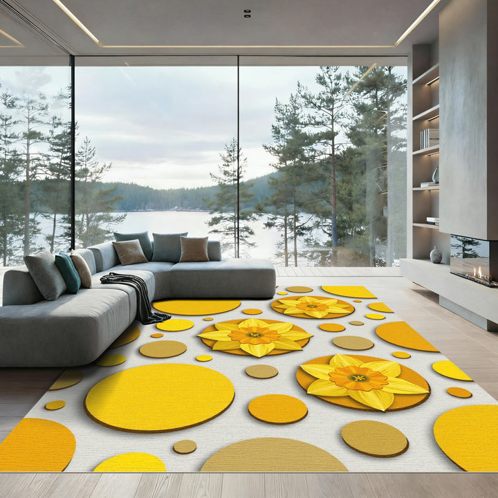 Daffodil Yellow Circles Rug