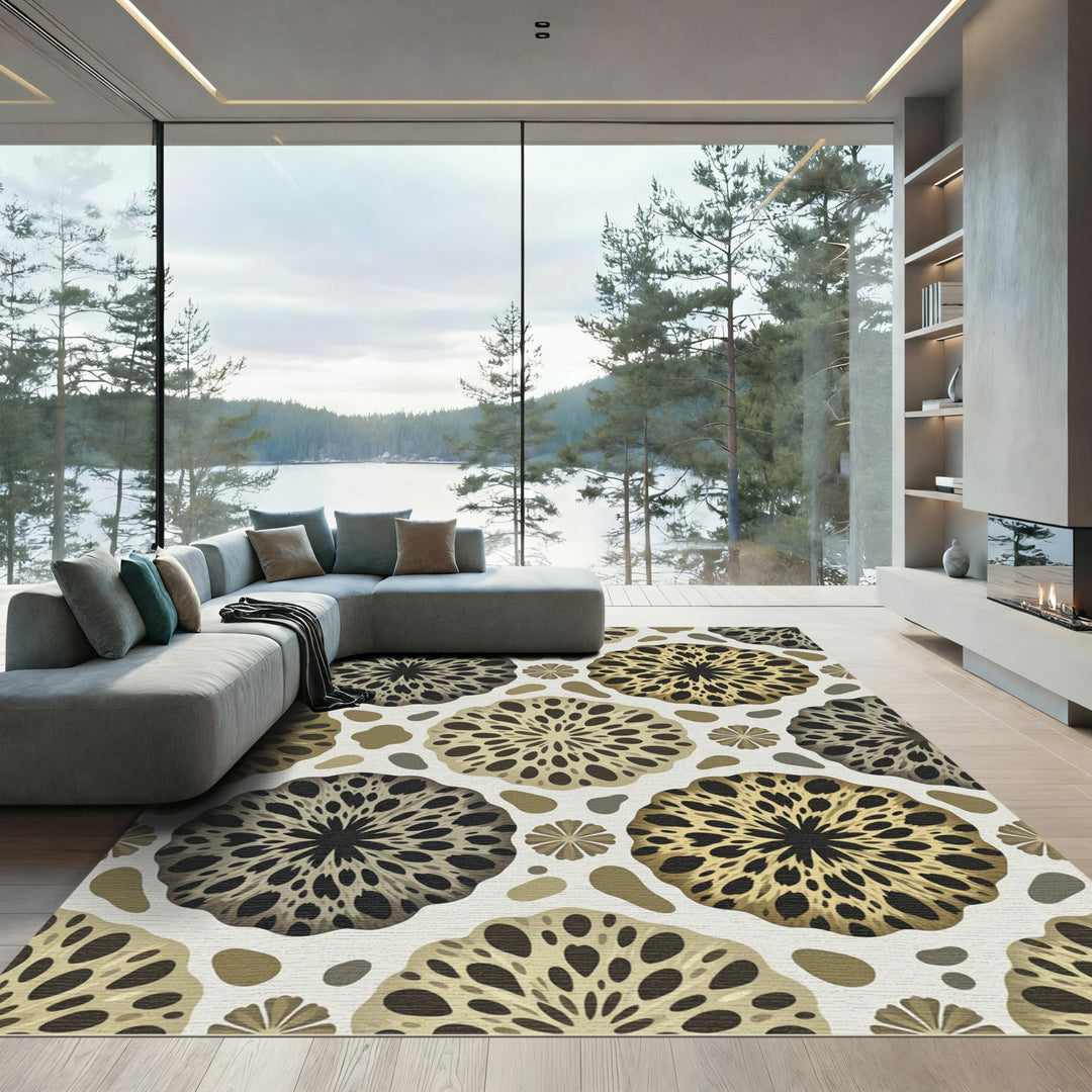 Organic Ochre Sunburst Round Rug
