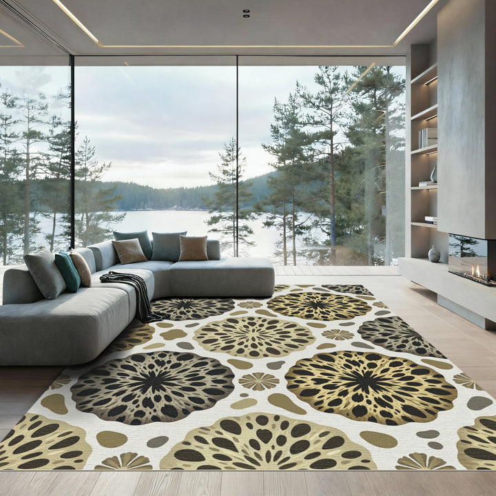 Organic Ochre Sunburst Round Rug