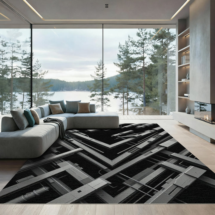 Monochromatic Abstract Geometric Structure Rug