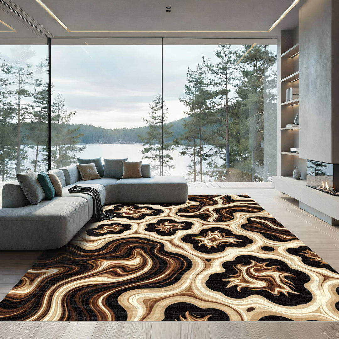 Brown Marble Agate Swirl Rug