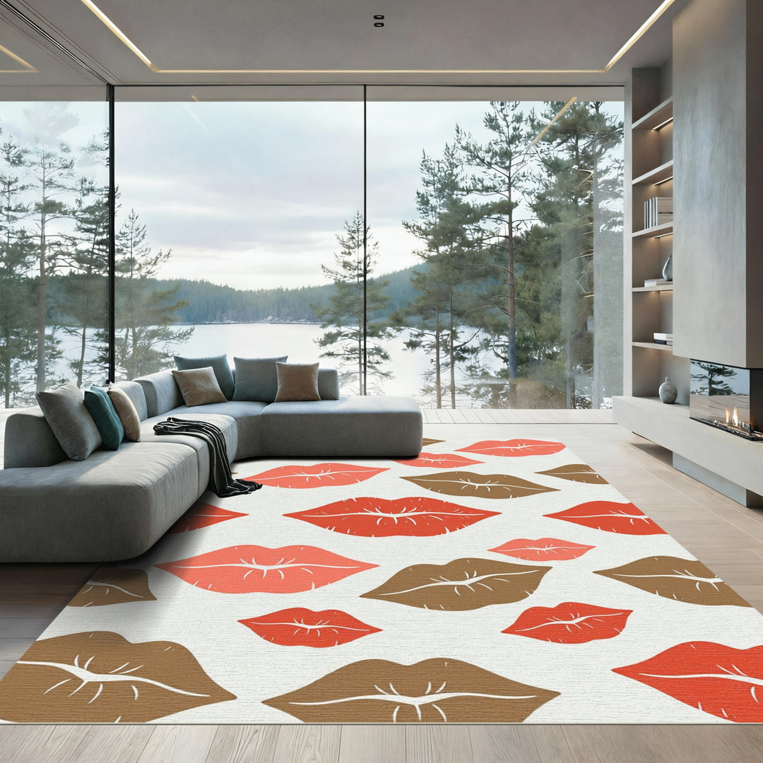 Red Coral Brown Lips Collection Rug