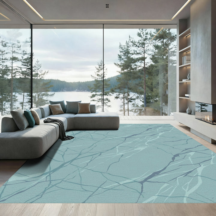 Aqua Blue Marble Vein Rug