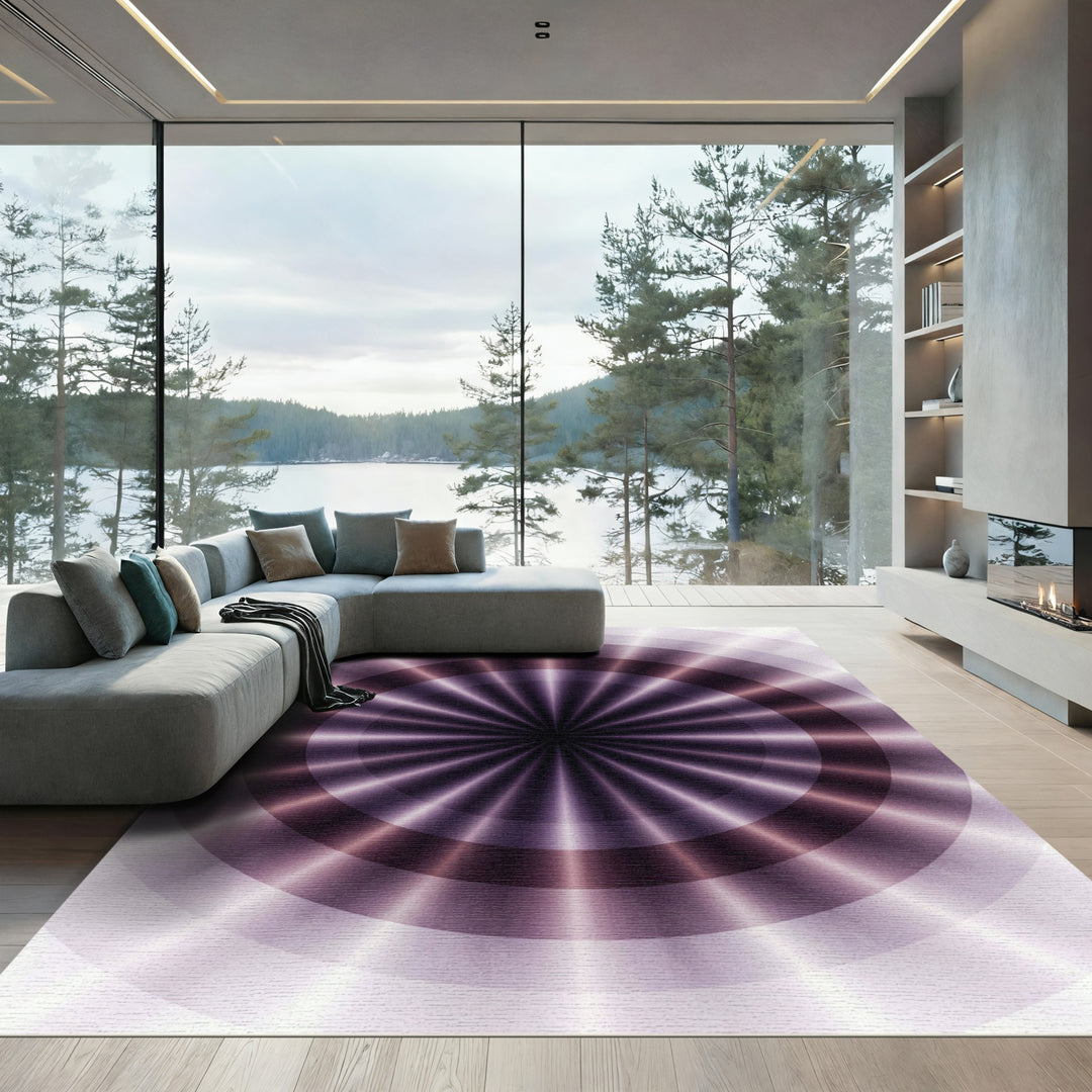 Plum Purple Radial Burst Rug