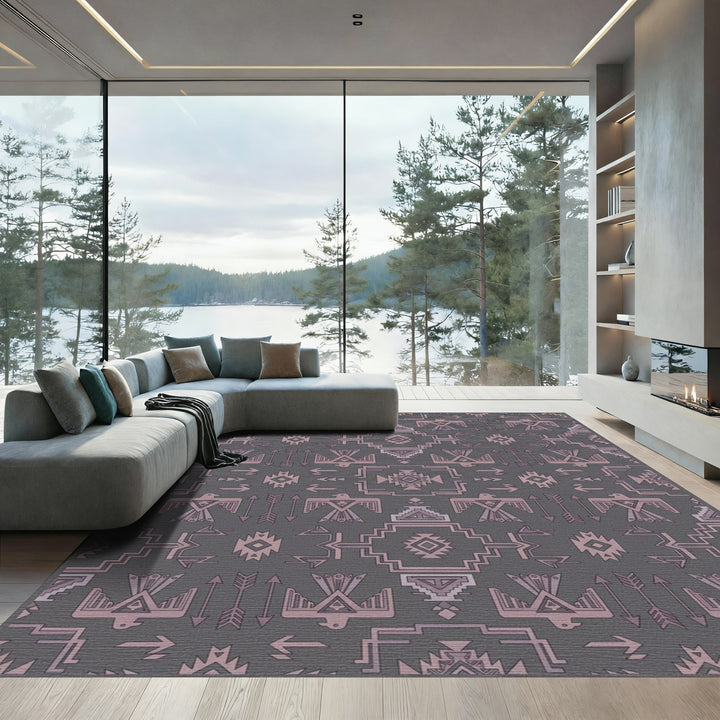 Ornate Native American Eagle Motif Rug