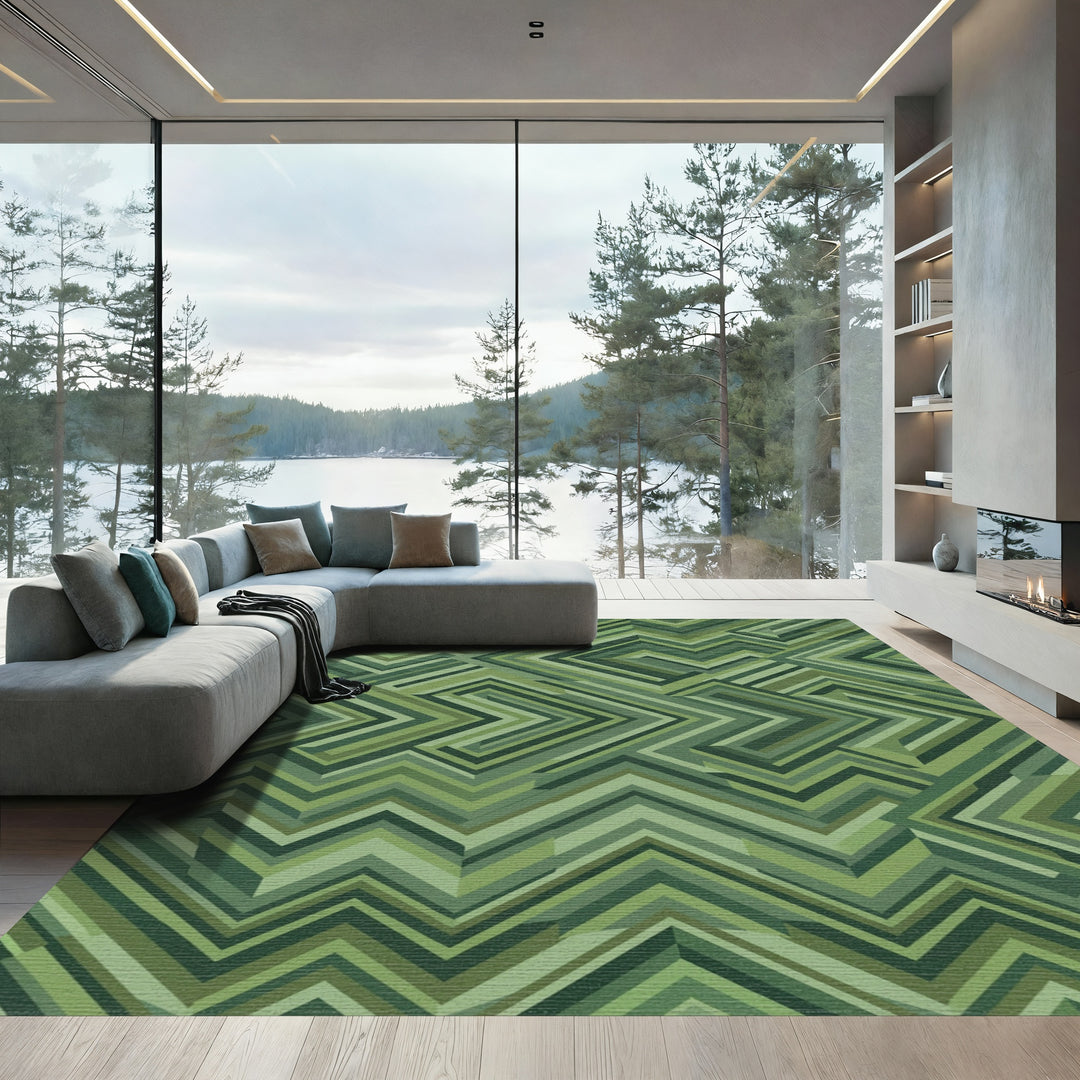 Geometric Chevron Garden Rug