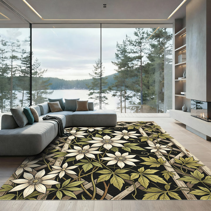 White Clematis Vine Lattice Rug