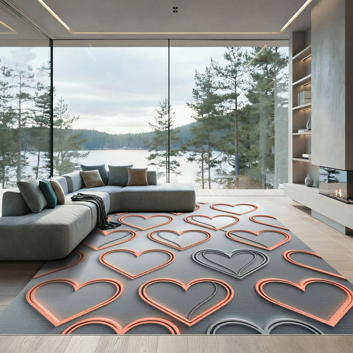 Coral Heart Paperclip Arrangement Rug