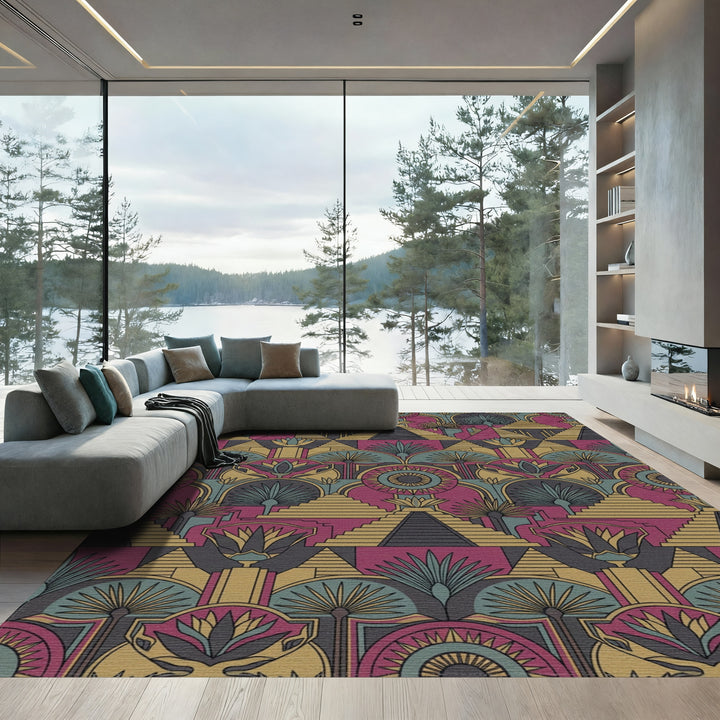 Art Deco Egyptian Pyramid Lotus Rug