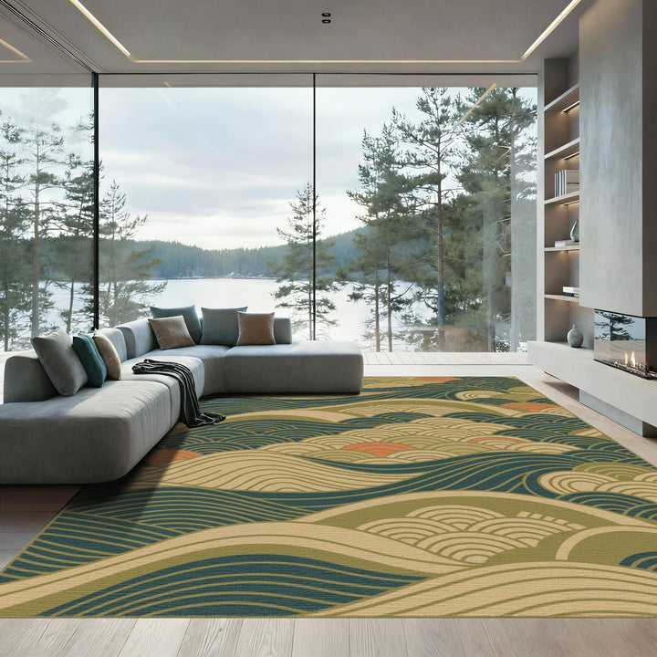 Seascape Sunset Arc Coastal Waves Rug