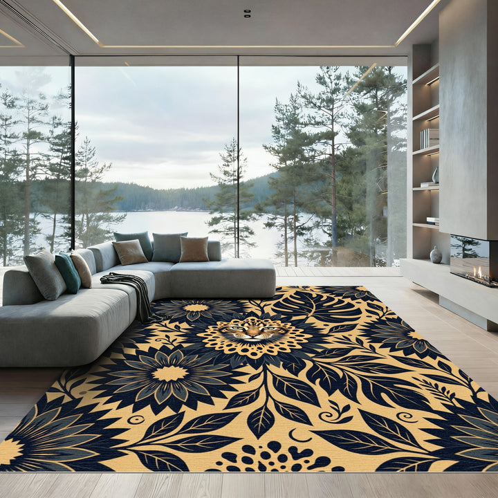 Wild Cat Floral Medallion Rug
