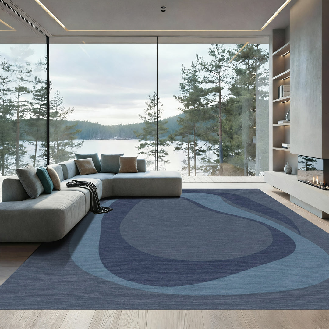 Moody Blue Organic Swirl Rug