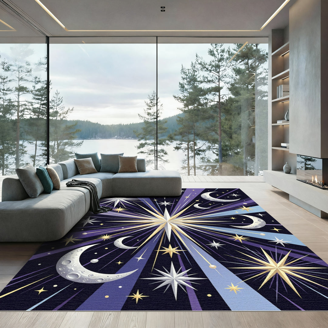 Cosmic Mid Century Starburst Moon Rug