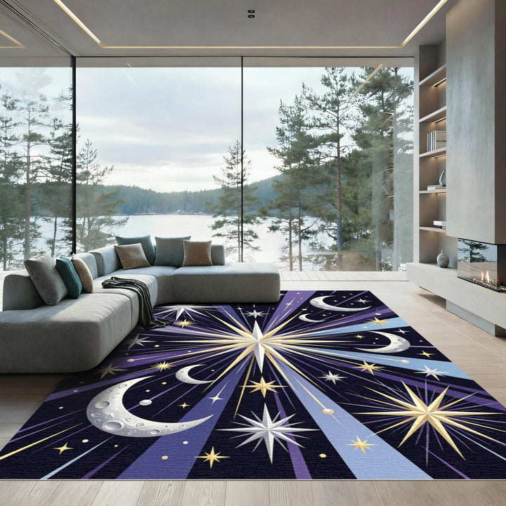Cosmic Mid Century Starburst Moon Rug