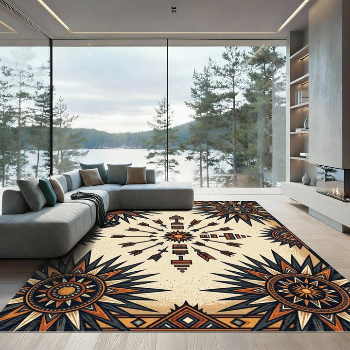 Sun Arrow Mandala Rug
