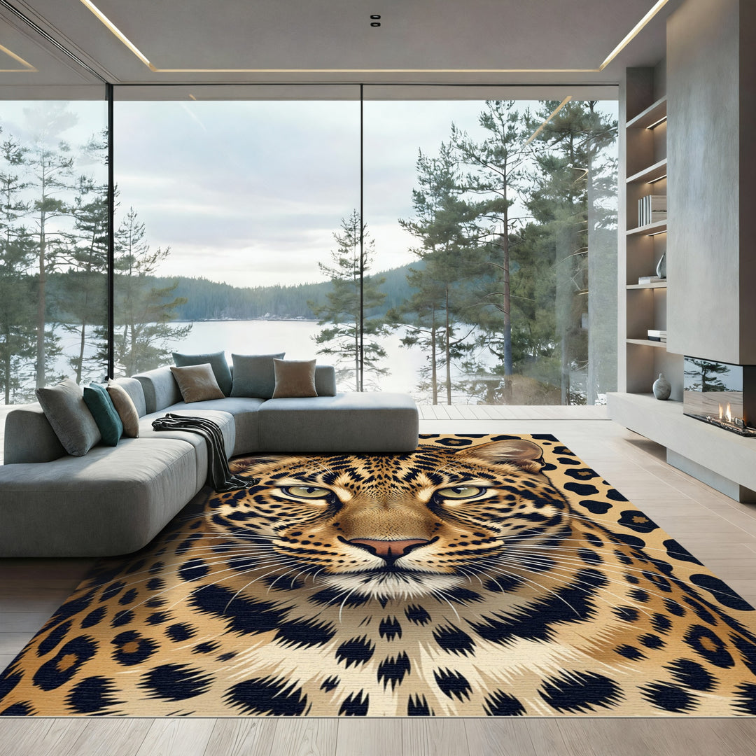 Leopard Spot Face Jungle Rug