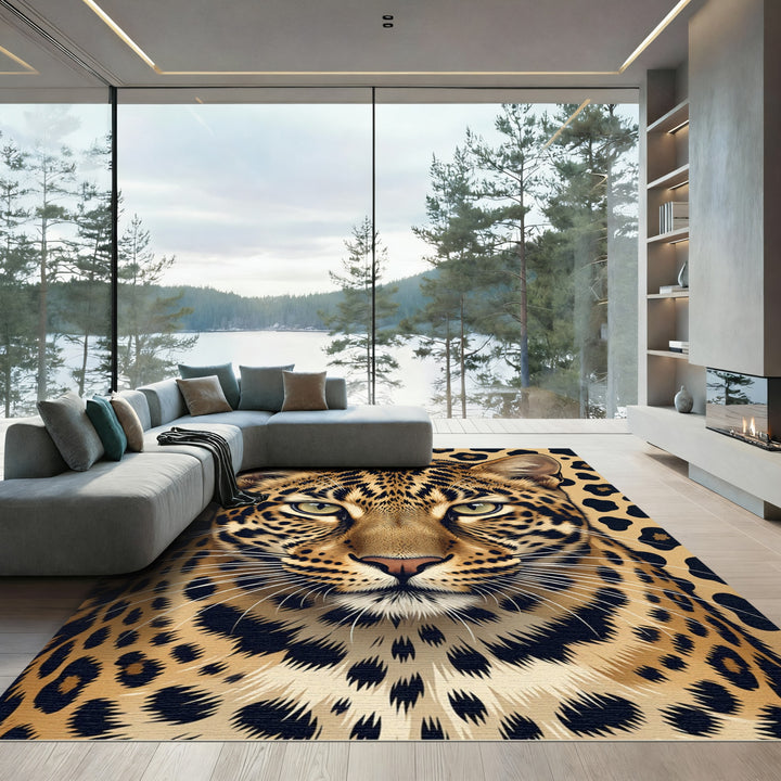 Leopard Spot Face Jungle Rug