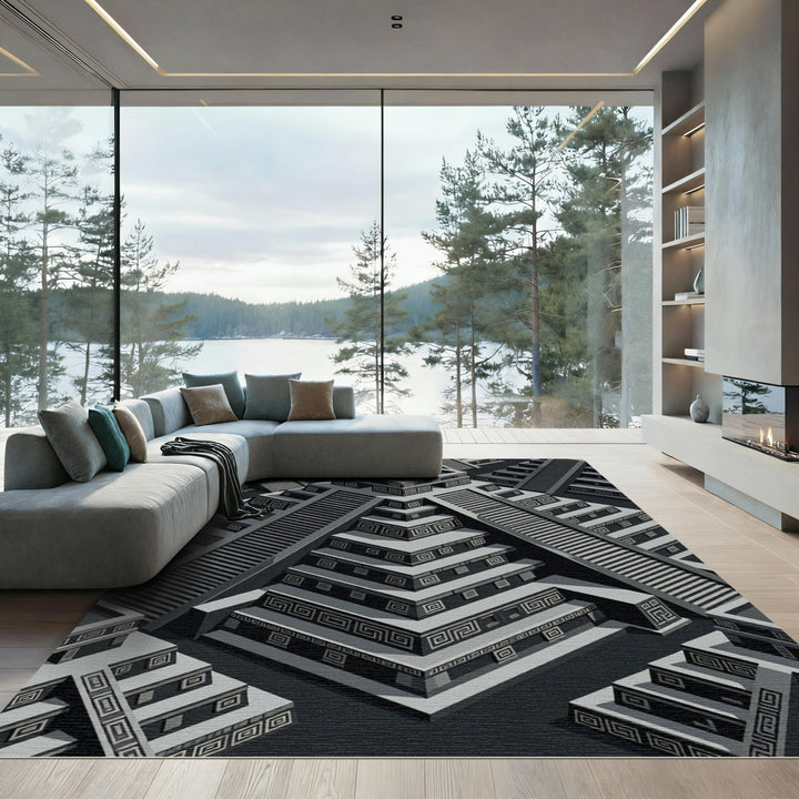Monochromatic Geometric Aztec Rug