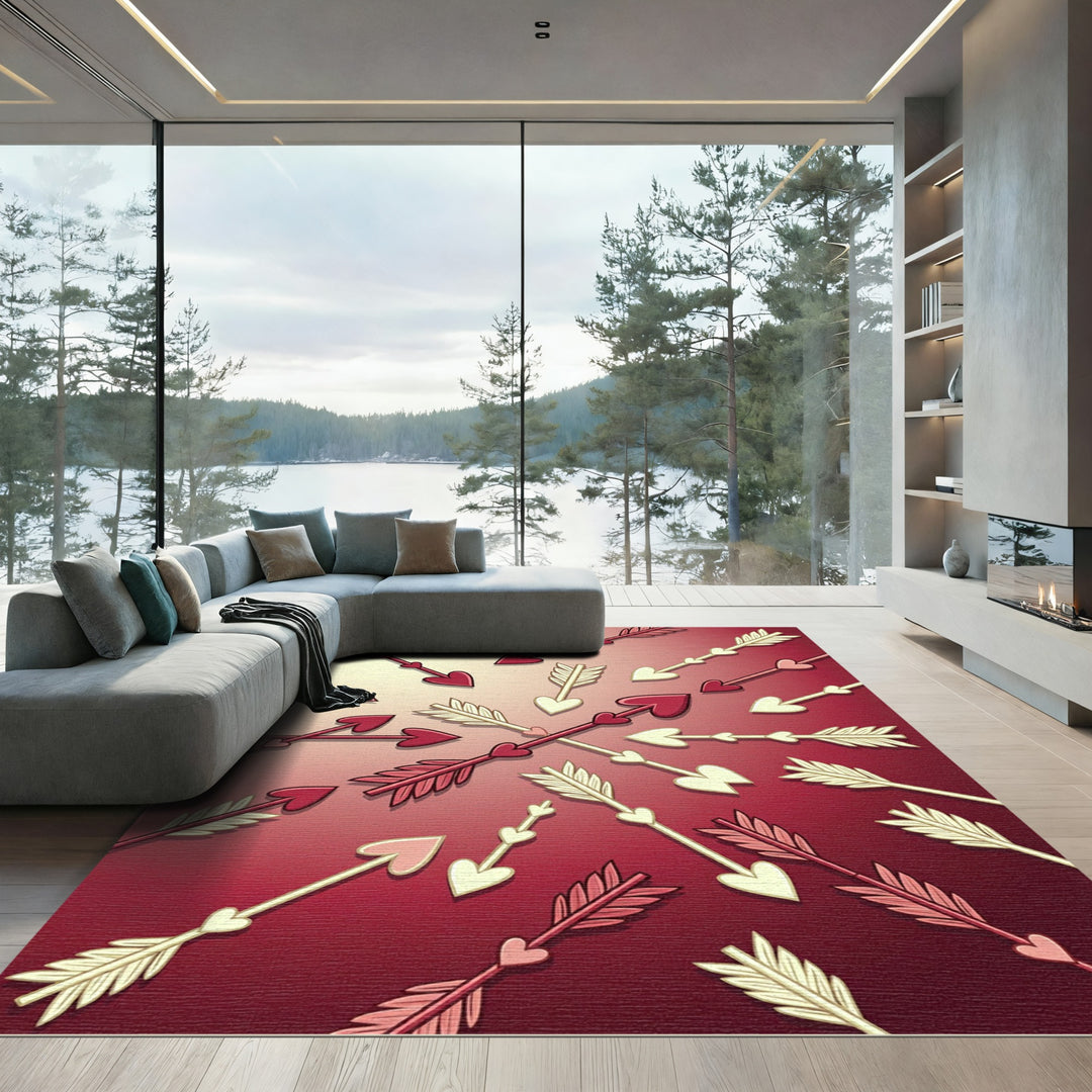 Romantic Arrows Medallion Red Cream Rug