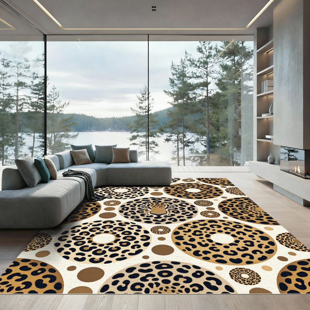 Wild Leopard Spots Circles Rug