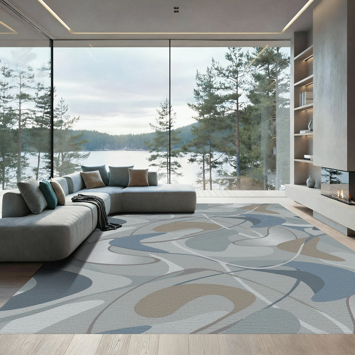 Mid Century Modern Abstract Swirls Rug
