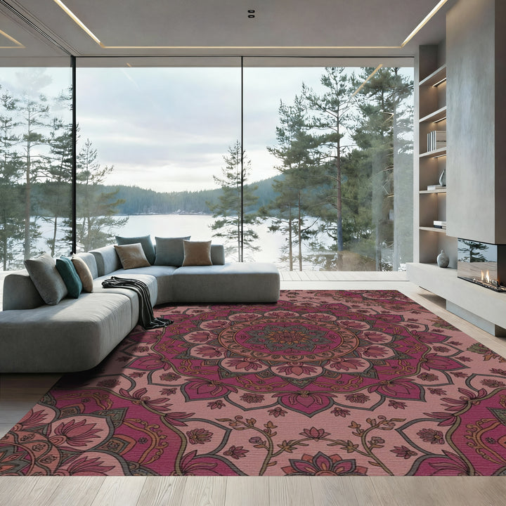 Rose Mandala Floral Harmony Rug