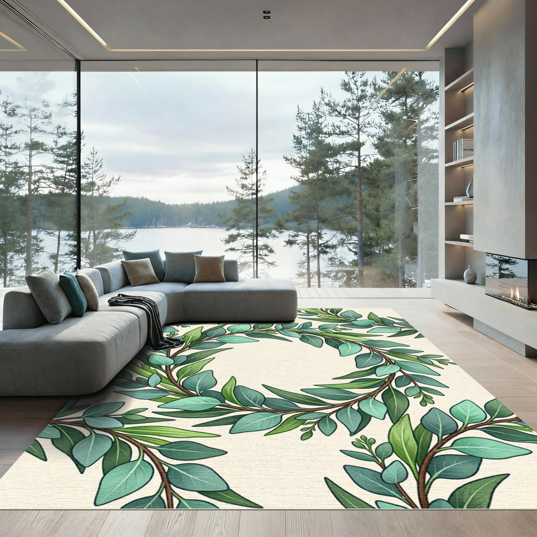 Verdant Laurel Wreath Garland Rug
