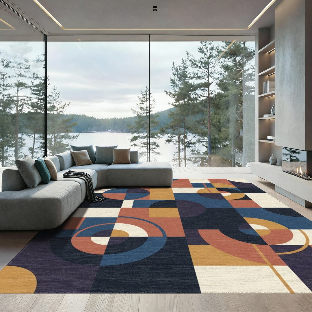 Mid Century Modern Geometric Assemblage Rug