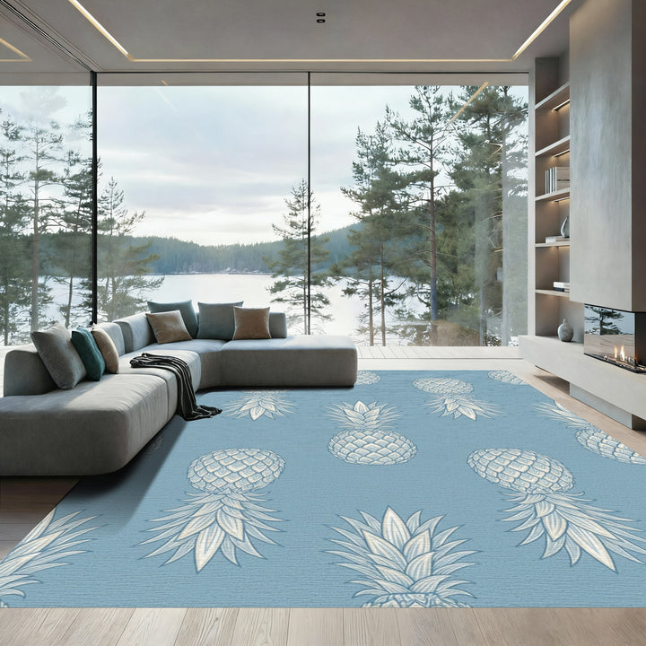 Pale Blue Pineapple Repeat Rug