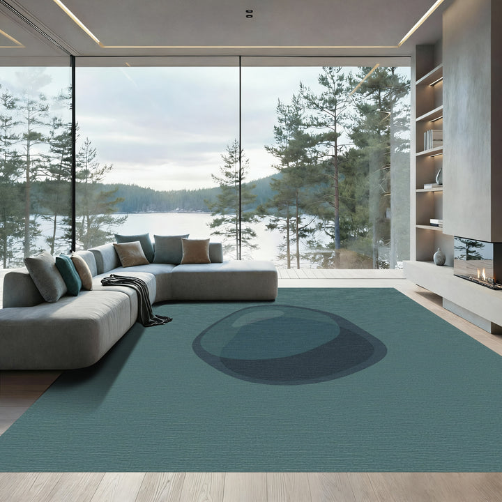 Deep Teal Smooth Organic Form Rug