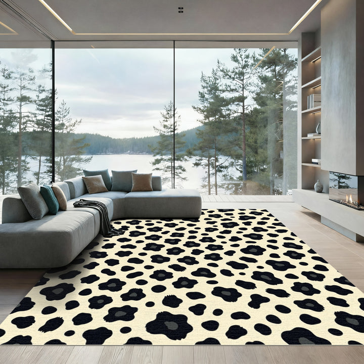 Classic Black Leopard Spots Rug