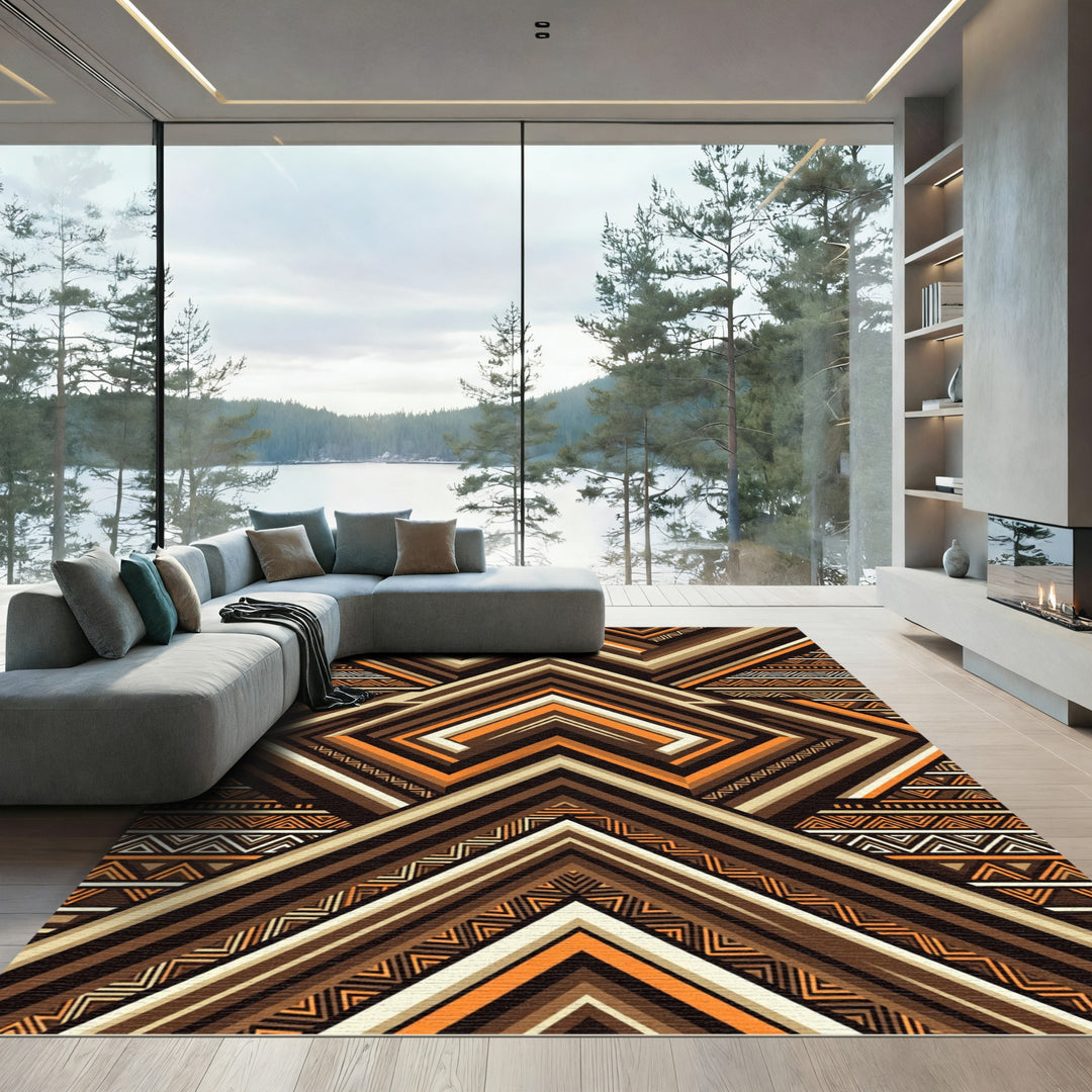 Geometric Tribal Chevron Earth Tone Rug