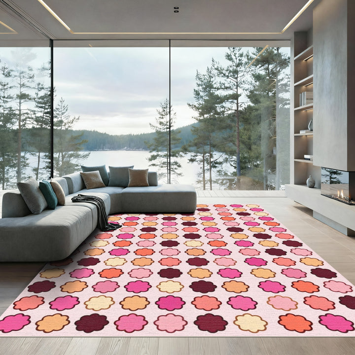 Pink Floral Medallion Arrangement Rug