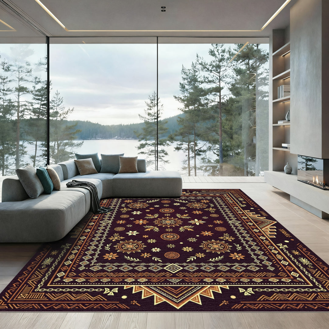 Golden Sunburst Tribal Rug