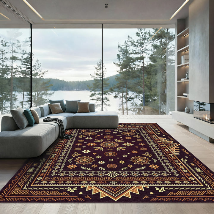 Golden Sunburst Tribal Rug