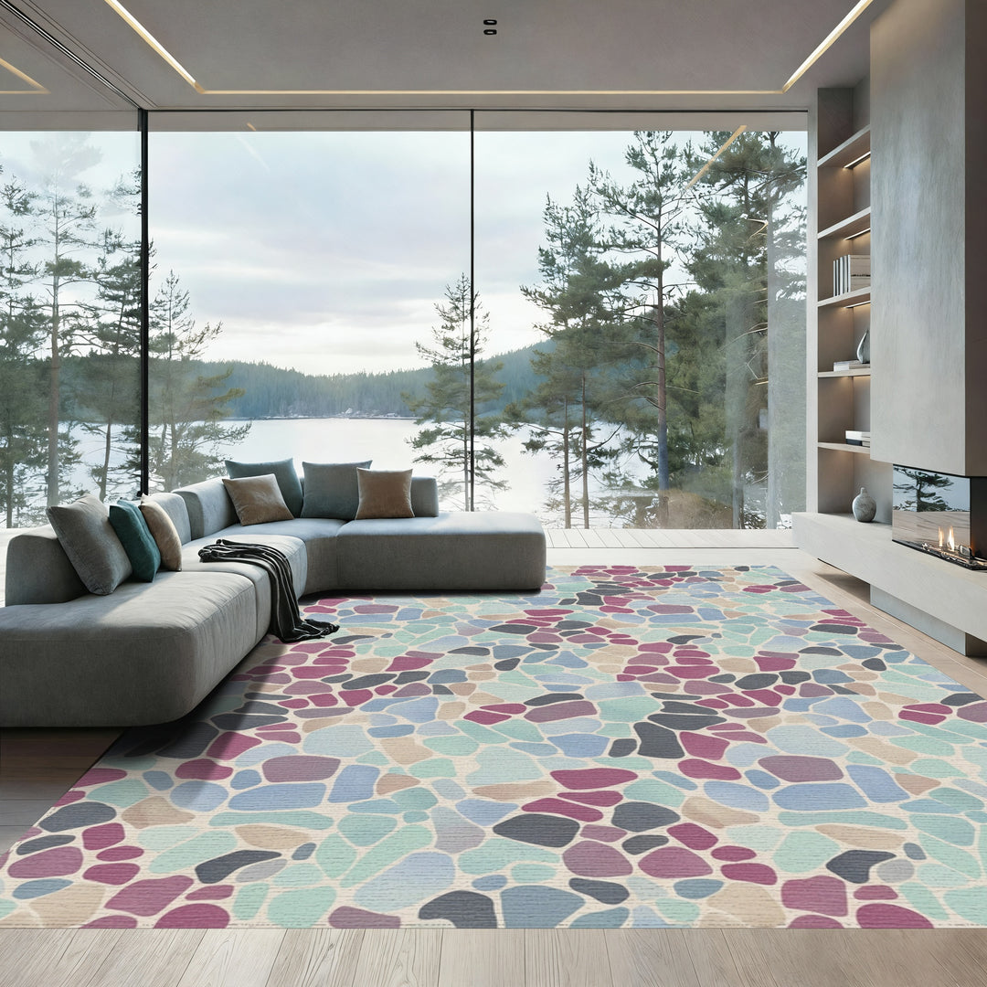 Abstract Stone Mosaic Color Mix Rug