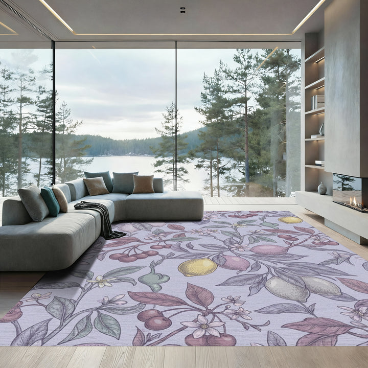 Vintage Cherry Lemon Blossom Vines Rug