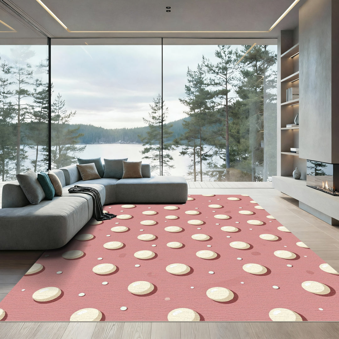 Rosy Pink Pearl Dot Pattern Rug