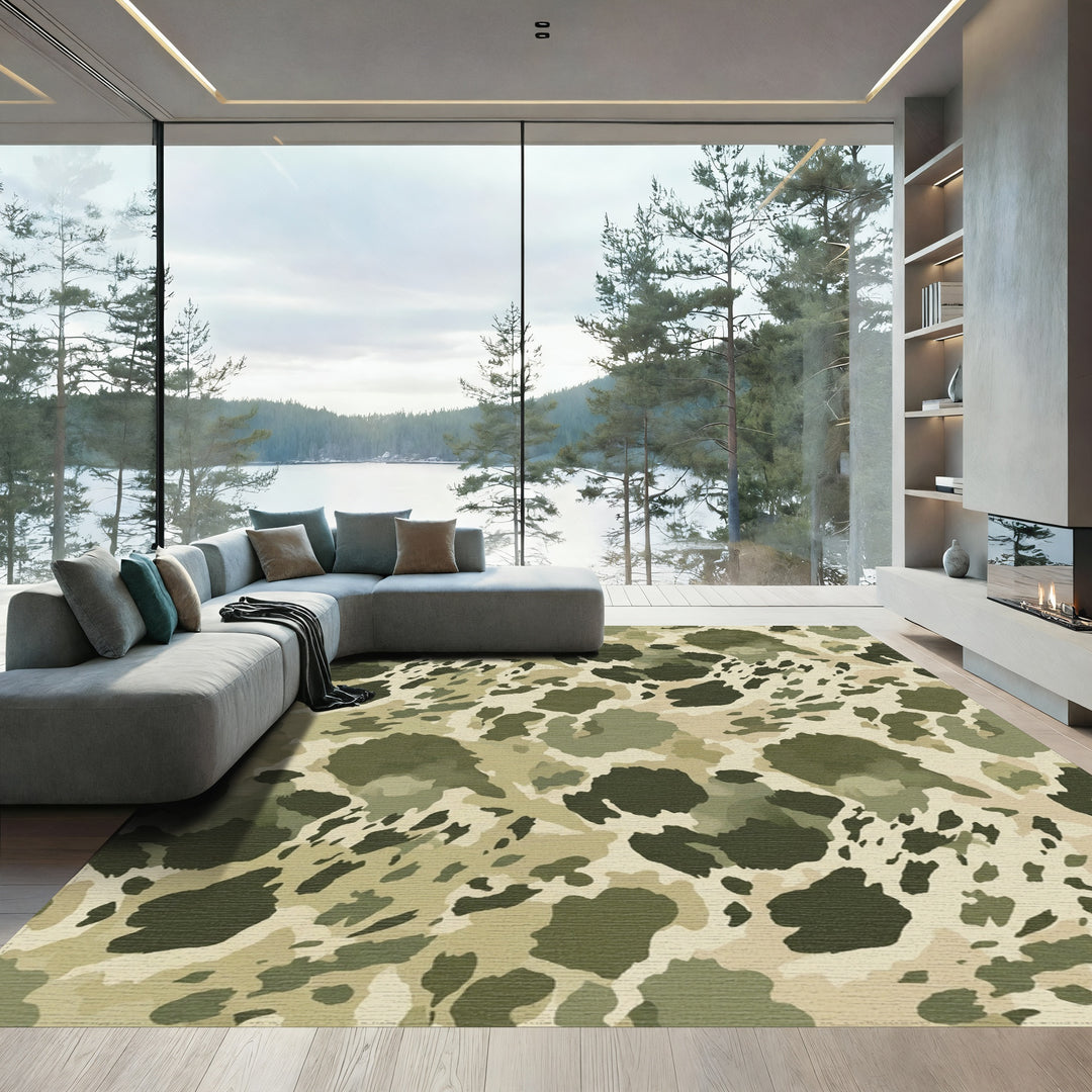 Earthy Camouflage Abstract Spots Rug